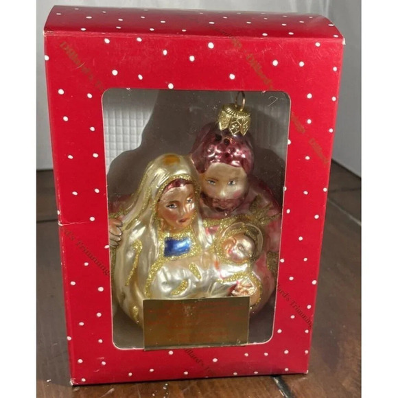 Dillards Nativity Christmas Ornament Blown Glass Joseph Mary Baby Jesus Child - Picture 1 of 3